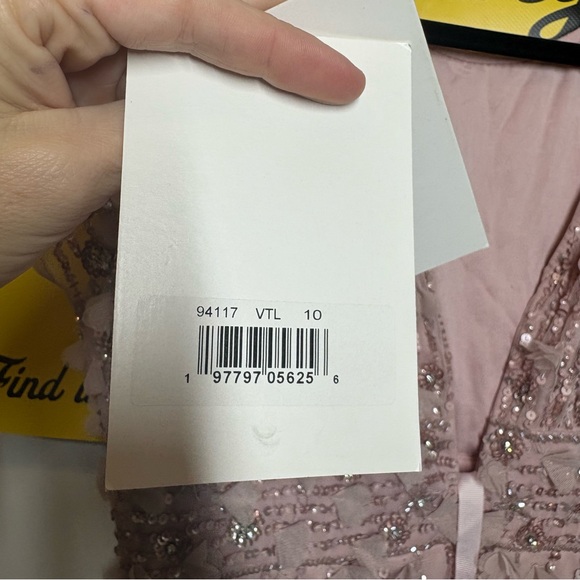 NWT Mac Duggal Pink Cap Sleeve Sheath Midi Dress With Floral Beading - Picture 7 of 8